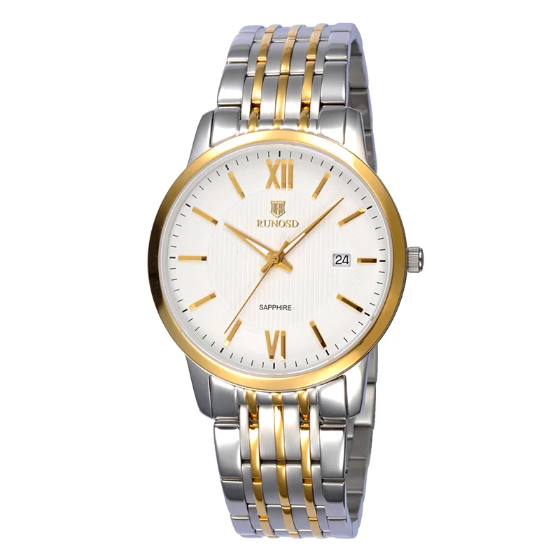 RUNOSD Men's Watch Luxury Calendar miyota Quartz Movement Sapphire Crystal Stainless Steel Strap 5198G | Наручные часы