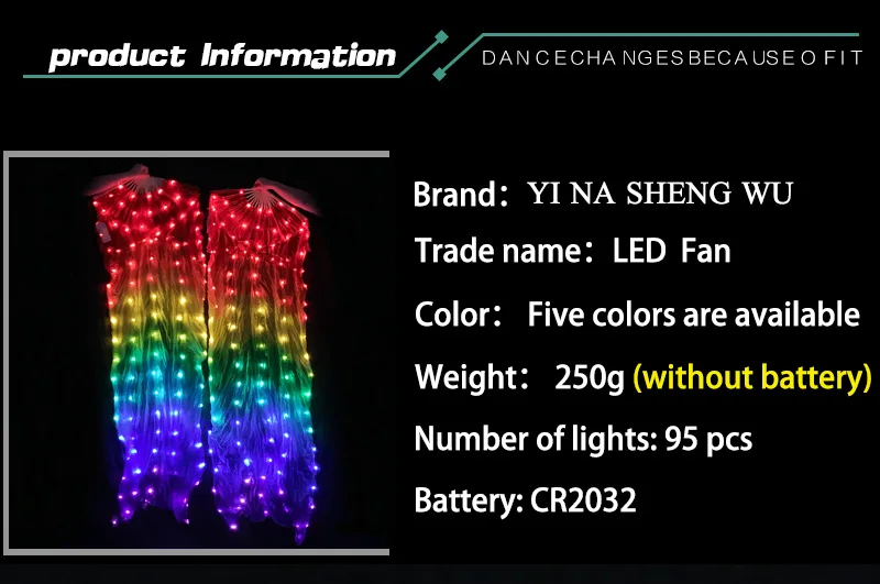100% seda led arco íris dança fãs