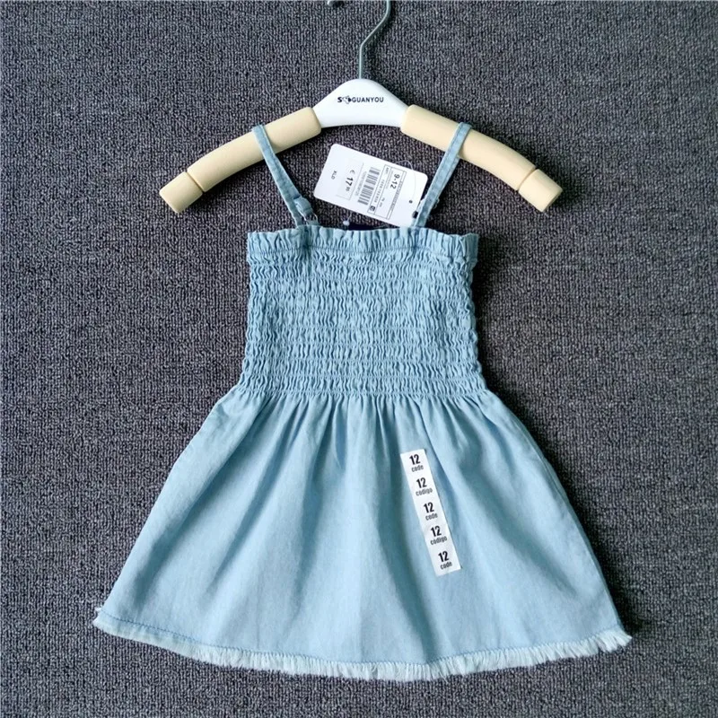 Платье для малышей; новое джинсовое платье из чистого хлопка для девочек