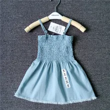 Платье для малышей; новое джинсовое платье из чистого хлопка для девочек