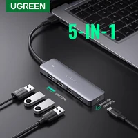 USB 3,0 концентратор Ugreen, мульти USB-разветвитель, 3 порта USB3.0 2,0 с микро-зарядкой для MacBook Surface Pro, аксессуары для компьютера - изображение