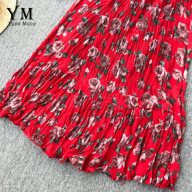 YuooMuoo романтическое женское розовое платье с цветочным принтом и рюшами 2019