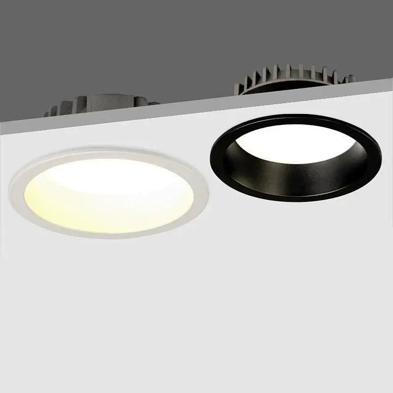 H2e4ca98f6f2c4e518890b89c66e63c862 Dimmable AC85~265V Recessed Anti Glare LED Downlights 7W/9W/12W/15W LED Ceiling Spot Lights Background Lamps Indoor Lighting