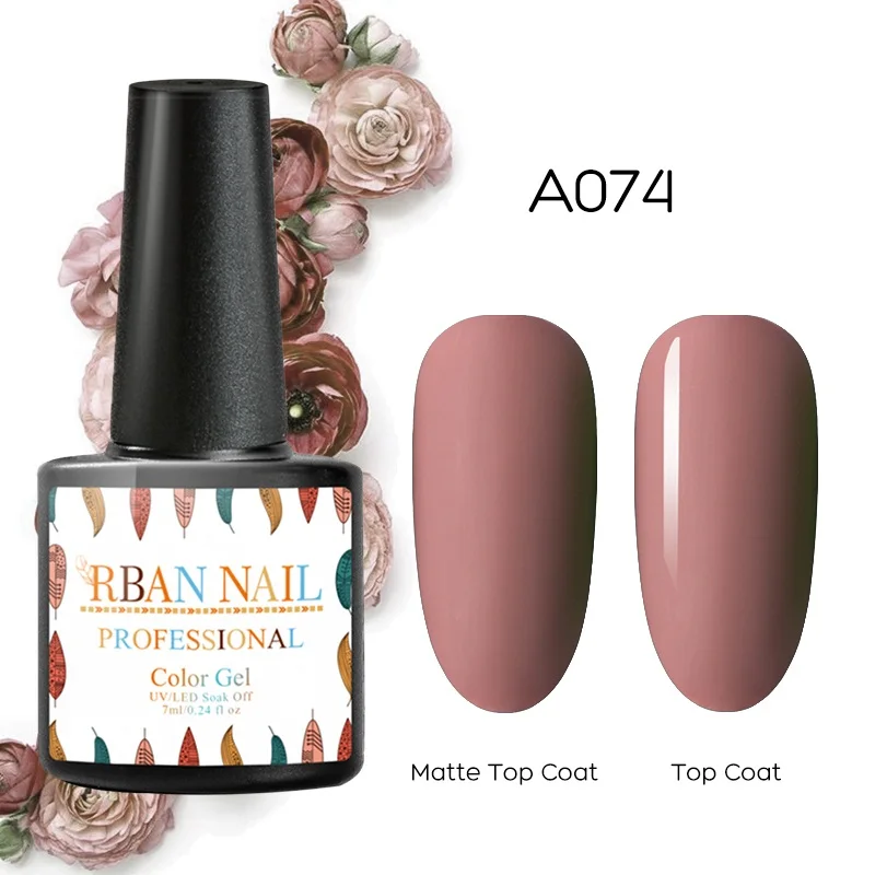 RBAN NAIL 7 мл чистый цвет УФ-гель для ногтей замачиваемый Полупостоянный лак для ногтей гель для ногтей маникюр матовое верхнее покрытие необходимо - Цвет: M30074