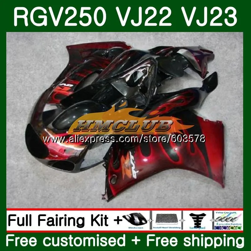 

Body For SUZUKI SAPC VJ22 RGV 250 94 95 96 97 98 18CL.17 RGV-250 VJ23 RGV250 1988 1994 1995 1996 1997 1998 Fairing Red flames