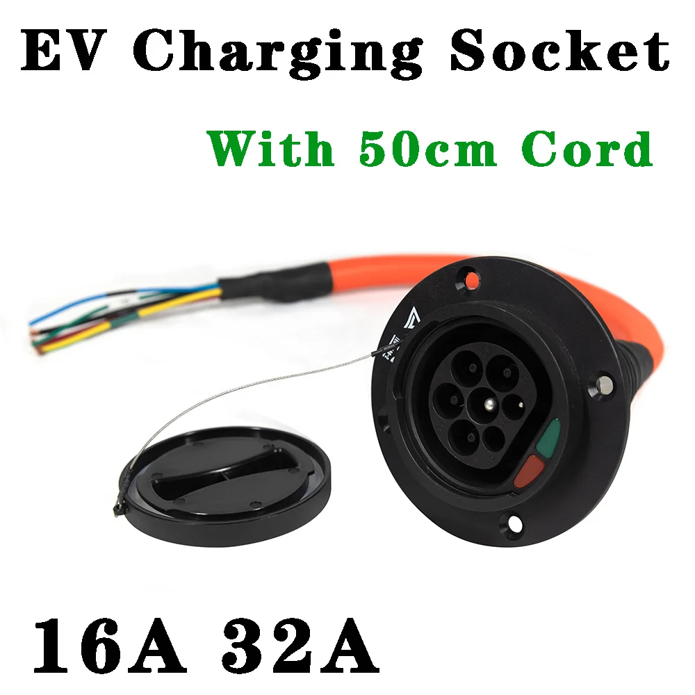 Evse 16a 32a Electric Car Charging Socket With 50cm Cord European