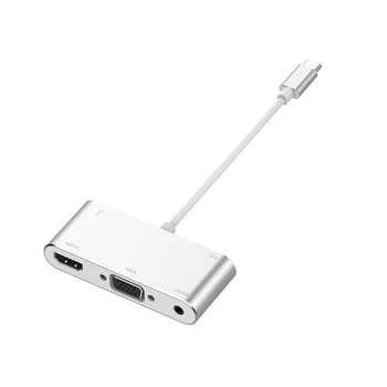 

5 In 1 Usb C To Hdmi Adapter 4K Type-C To Hdmi/Vga/Audio/Usb 3.0 Port+Usb C Port(Pd) Converter For Laptop Nintend Switch