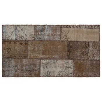 

Handmade Brown Vintage Overdyed Patchwork Area Rug 080x150 Cm-2'7''X4'11''