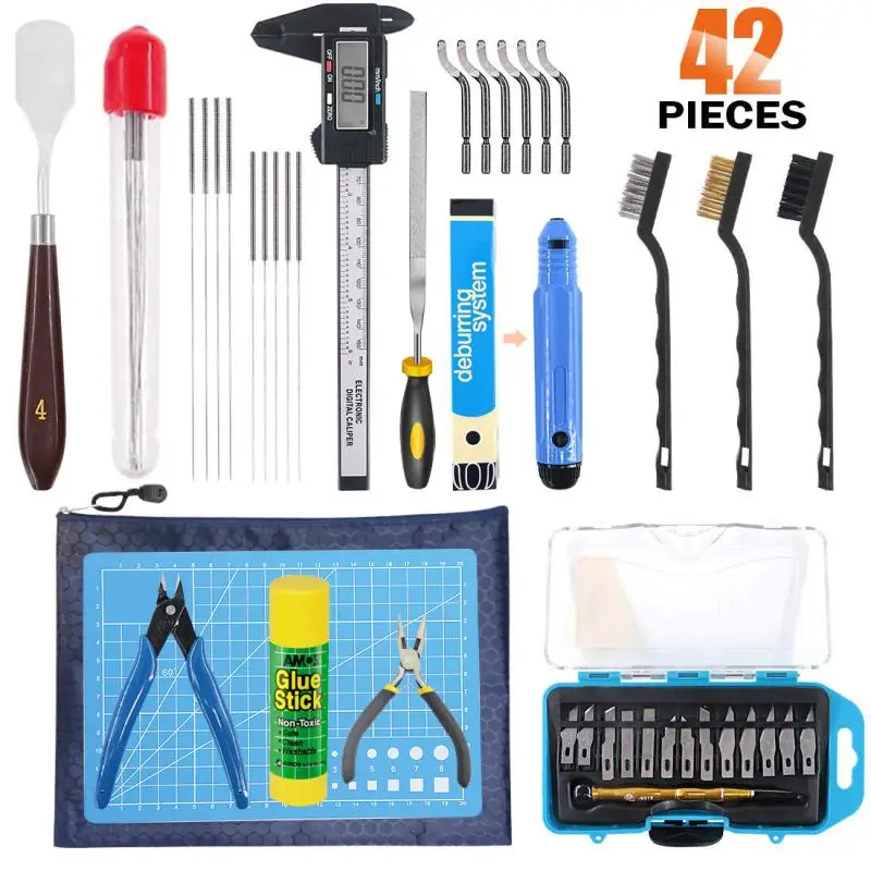 

34/42 Pcs 3D Print Tool Kit Includes Debur Tool, Cleaning and Removal Tool with Storage Bag DIY Printer Disassembly Tool