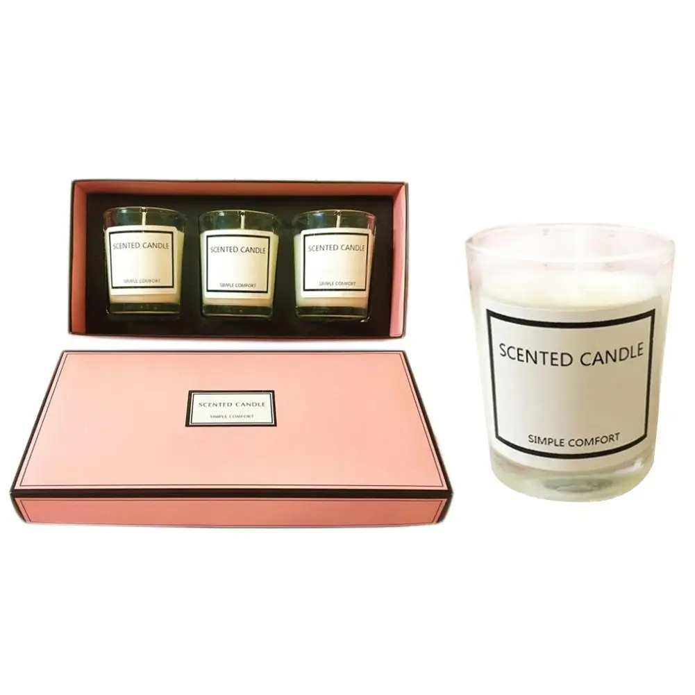 

Scented Candle High - End Set Gift Box 3PCs Set Aromatherapy Candle Essential Oil Soy Wax Candle With Glass
