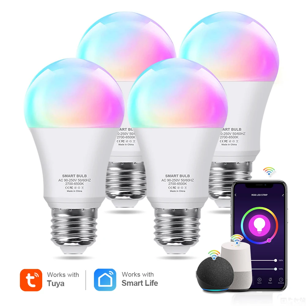 Bombilla LED inteligente Bluetooth RGB multicolor, E26, E27, B22