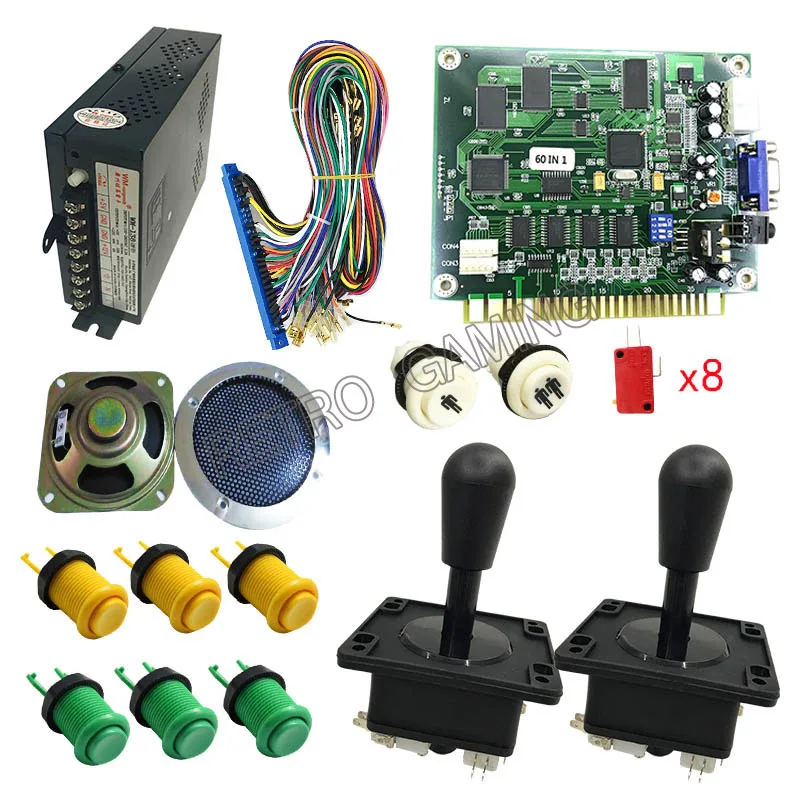 2 players DIY Classical JAMMA 60 in 1 Game Arcade kit with power supply,speaker,copy sanwa joystick,push button,jamma harness