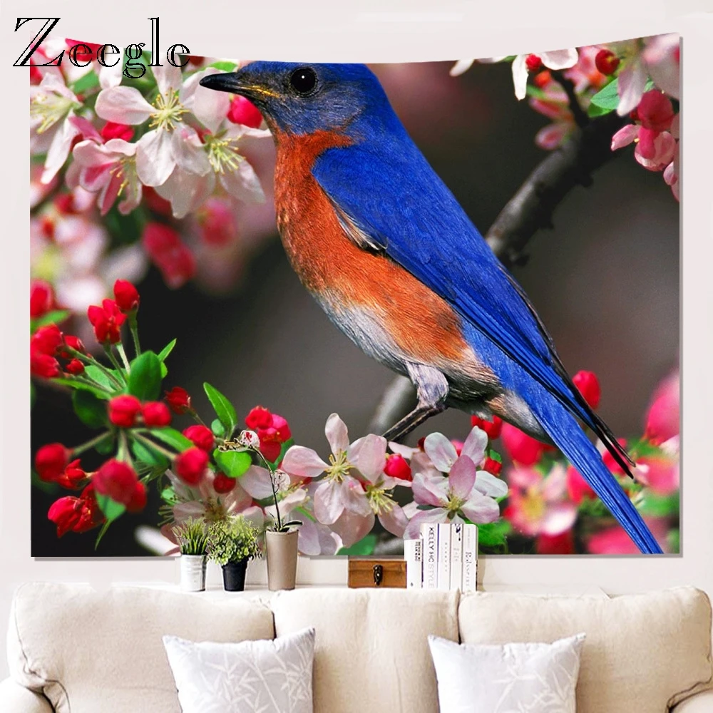 Zeegle 3D Wall Hanging Tapestry Landscape Brids Wall Tapestry Scenic Tree Tapestry Tablecloth Carpet Beach Towel Blanket