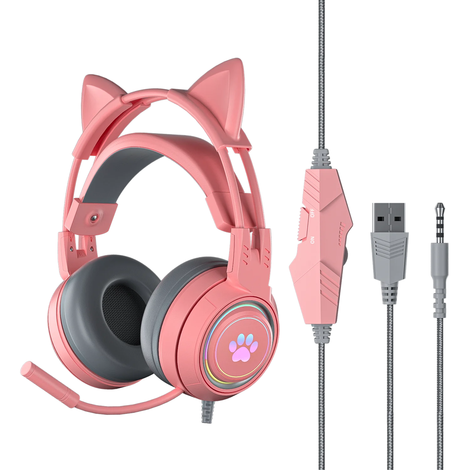 HAVIT H2233D Cat Ear RGB Gaming Headset With Volume Control Microphone