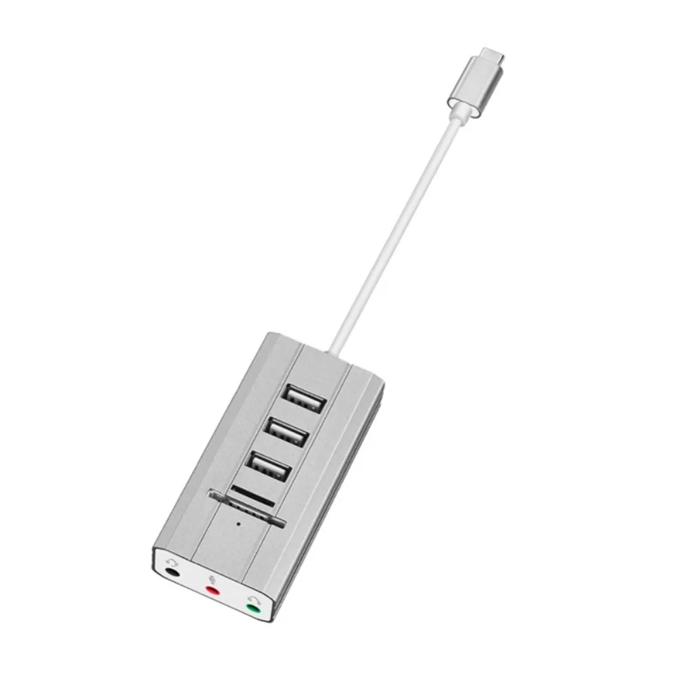 USB 2,0 многофункциональный концентратор разъем аудио порты TF слот Слот для sd-карты слот-адаптер, совместимый для USB C устройств