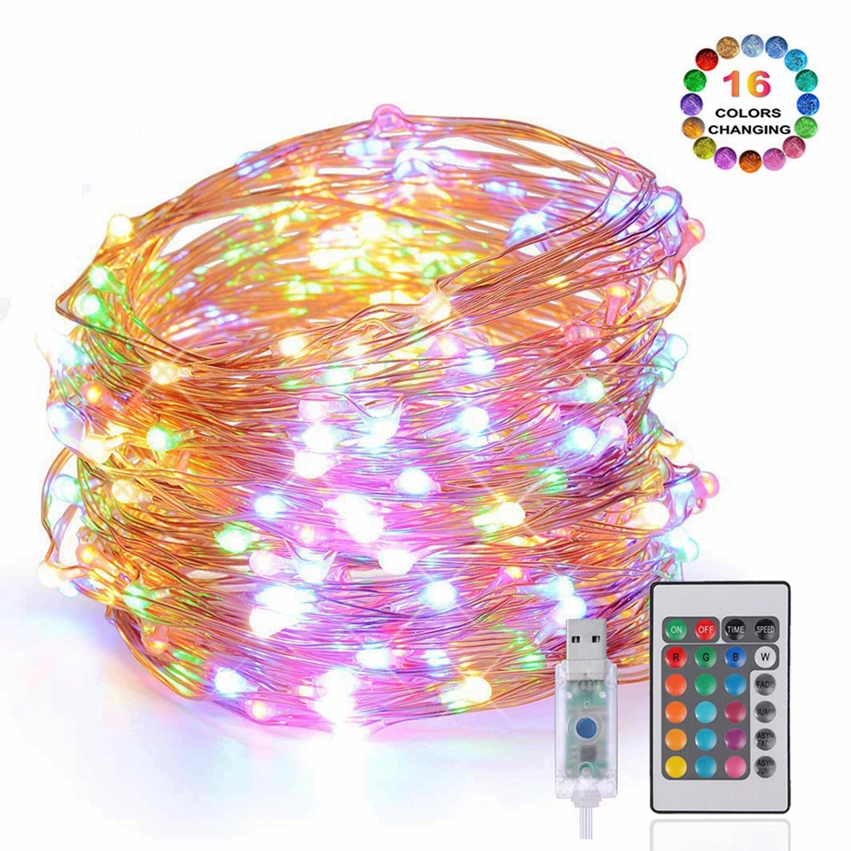 RGB 16 colors DC5V USB светодиодный гирлянда с дистанционным управлением светодиодный Сказочный светильник 16 цветов меняющийся вечерние светильник s 5 м 10 м домашний Свадебный Праздничный декоративный светильник - Испускаемый цвет: RGB 16 colors