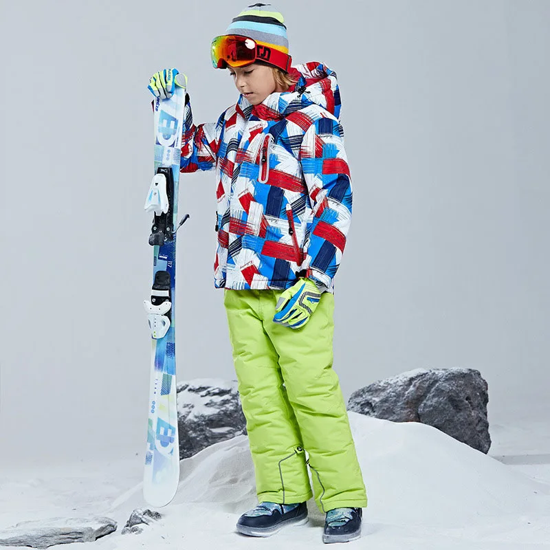 Kids Ski Suit Windproof Waterproof Warm Jacket&Pants Girls Boys Snow Set Winter Outdoor Wear Skiing Snowboarding Jacket Children - Color: color 5