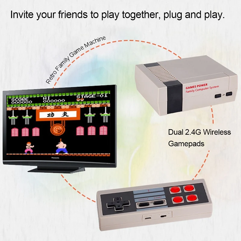 Family Game Console Mini Handheld Tv Video Game Console Dual Gamepad 2.4G Wireless Controllers Built-In 300 Classic Games