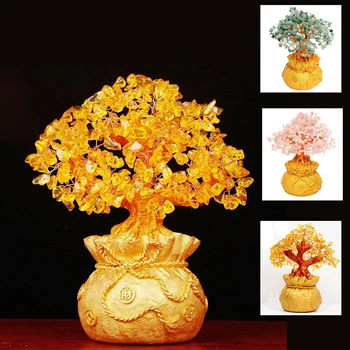 

Crystal Money Tree Natural Citrine Money Tree Bring Wealth Luck Creative Porch Office Crafts Birthday Home Decoration Sculptures