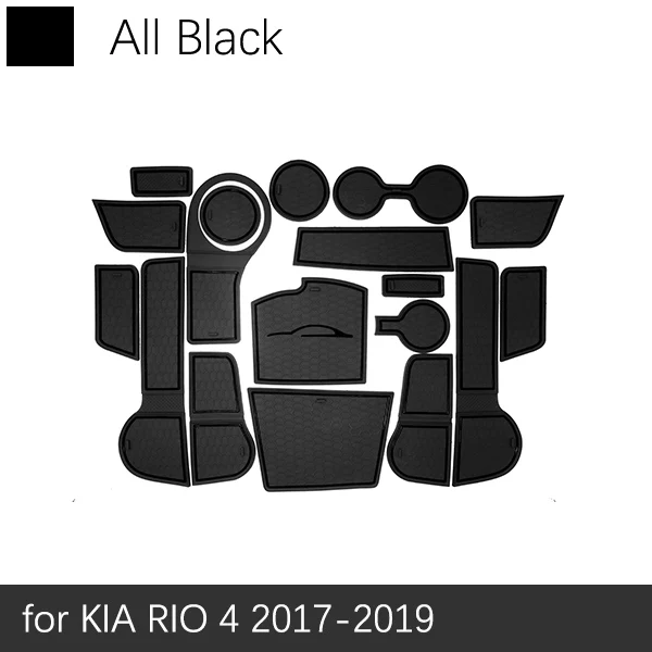 Black Анти-скольжение двери автомобиля резиновые чашки подушки красные ворота слот площадку для Kia Rio 4 X-Line Рио~ интерьерные аксессуары - Название цвета: Black