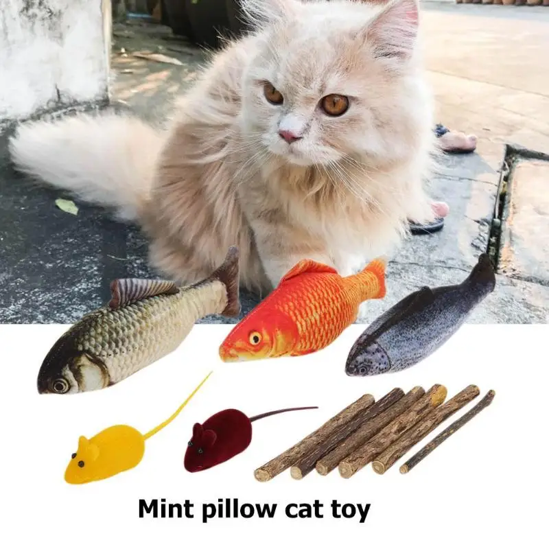 Игрушка для домашних животных, набор для кошек, мягкая плюшевая 3D карп, рыба в форме, игрушечная мышь, кошачья Рыбка, мягкая подушка, кошка, закуска, палочки, играющая игрушка для домашних животных