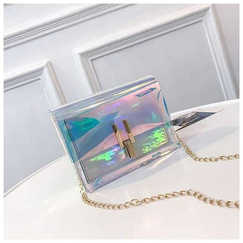 

Crossbody Bag PVC Waterproof Single Shoulder Bag Laser Transparent Fashion Women Korea Style Chain Bag