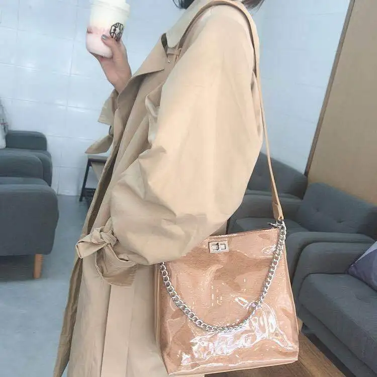 

INS Spring Summer GIRL'S New Style Korean-style Fashion Retro Graceful PVC Large-Volume Western Style Oblique Shoulder Bag Bag