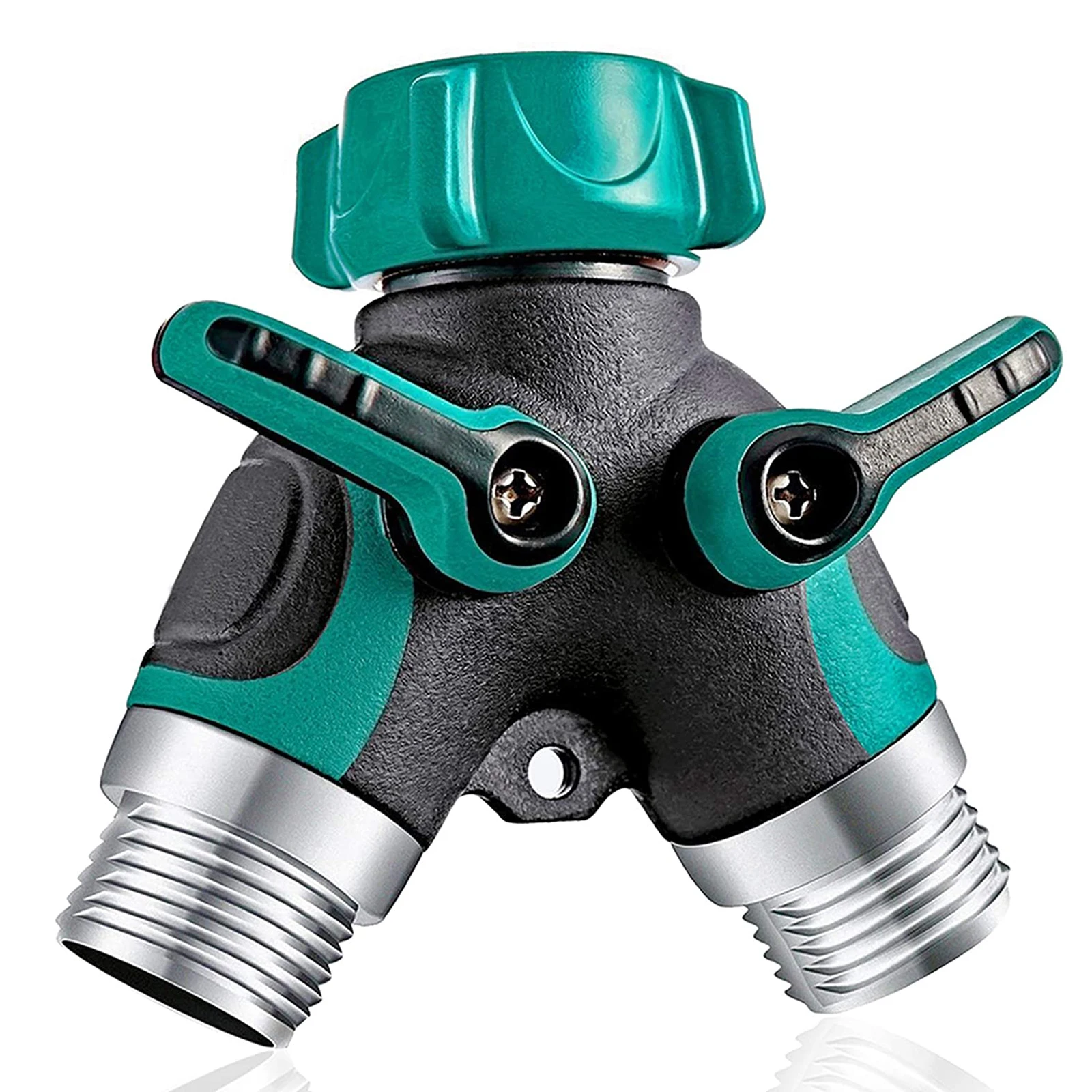 

2Way Valve Faucet Comfortable Rubberized Grip Water Faucet Splitter Water Heavy Duty Brass Metal Body Hose Pipe Splitter