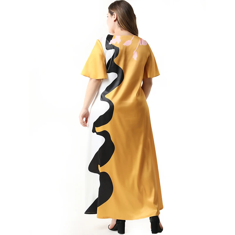 Vestidos, новинка, винтажное желтое платье, женское платье размера плюс, короткий рукав, о-образный вырез, свободное платье, хлопок, лен, халат, платья Toleen