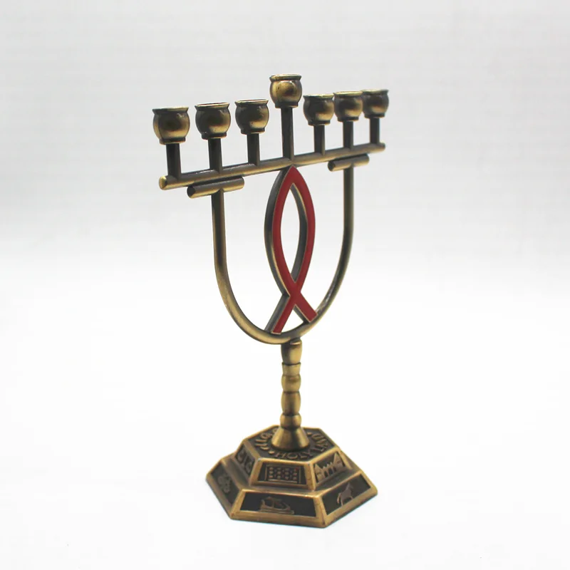 Menorah семиветочный металлический держатель 12 племен Jerusalem Judaica