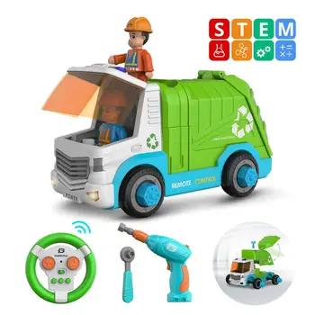 

RC Car Sanitation Rubbish Garbage Truck Disassembly oys Tool Cars Remote Control Trucks for Children Boys Kids Assemble