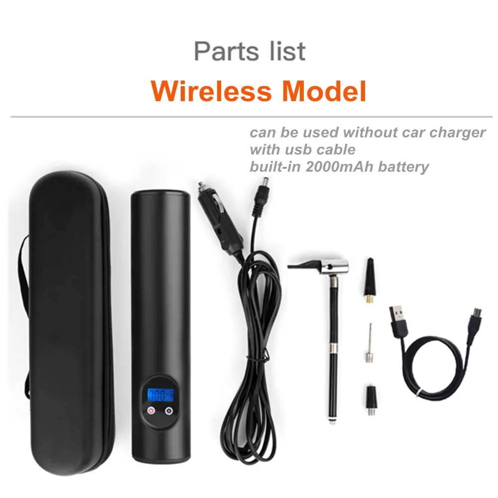 wireless modle Портативный беспроводной воздушный насос с ЖК-дисплеем USB автомобильный компрессор 12 в быстро надувающийся проводной автомобильный компрессор 150 фунтов/кв. дюйм для шин и велосипедов - Название цвета: wireless modle
