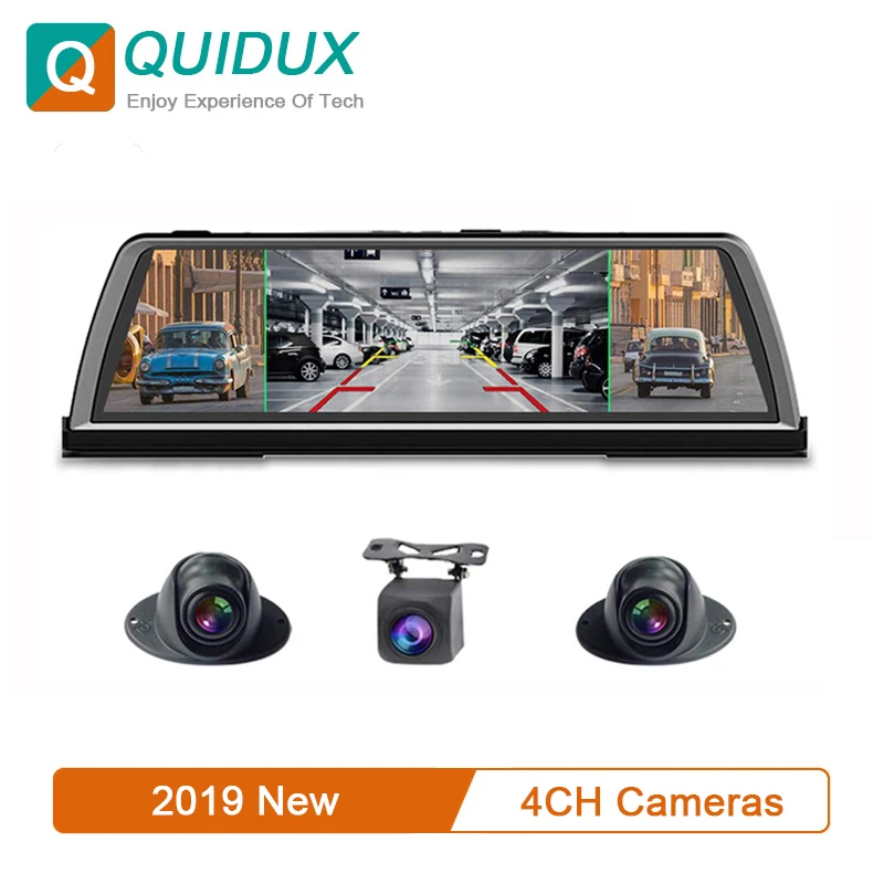 

New 360 Degree Panoramic 4CH Cameras Car DVR FHD Video Recorder 10" Android 5.1 GPS Navi Center Console ADAS Wifi Dash Cam 2019