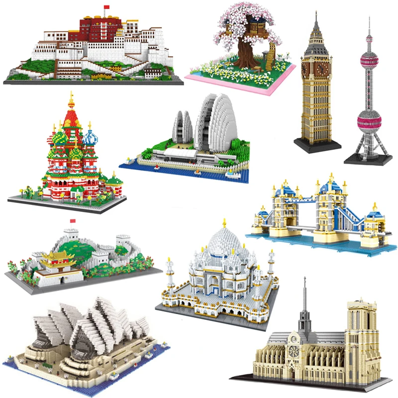 YZ World Architecture Taj Mahal Palace Diamond Mini DIY Building Nano Blocks Toy 