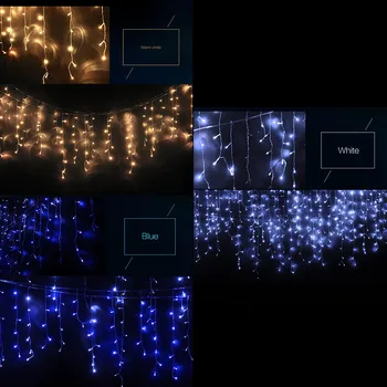 

96LEDs Icicle Curtain Light Waterproof Light String 3.5m Light Waterproof Christmas New Year Wedding Party Decoration Light