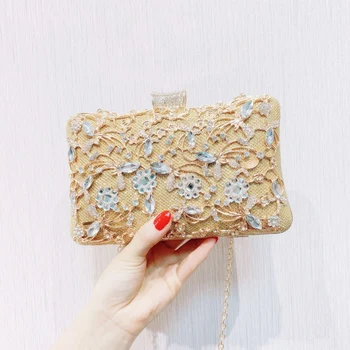 

Dinner Clutch Bag Party Wedding Crystal Clutch Wallet Messenger Bag Ladies Luxury Chain Shoulder Bag Rhinestone Pouch Gold