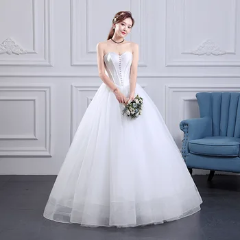 

Vestido De Noiva 2020 Gryffon Strapless Wedding Dress Floor-length Lace Up Ball Gown Simple Wedding Dresses Plus Customize