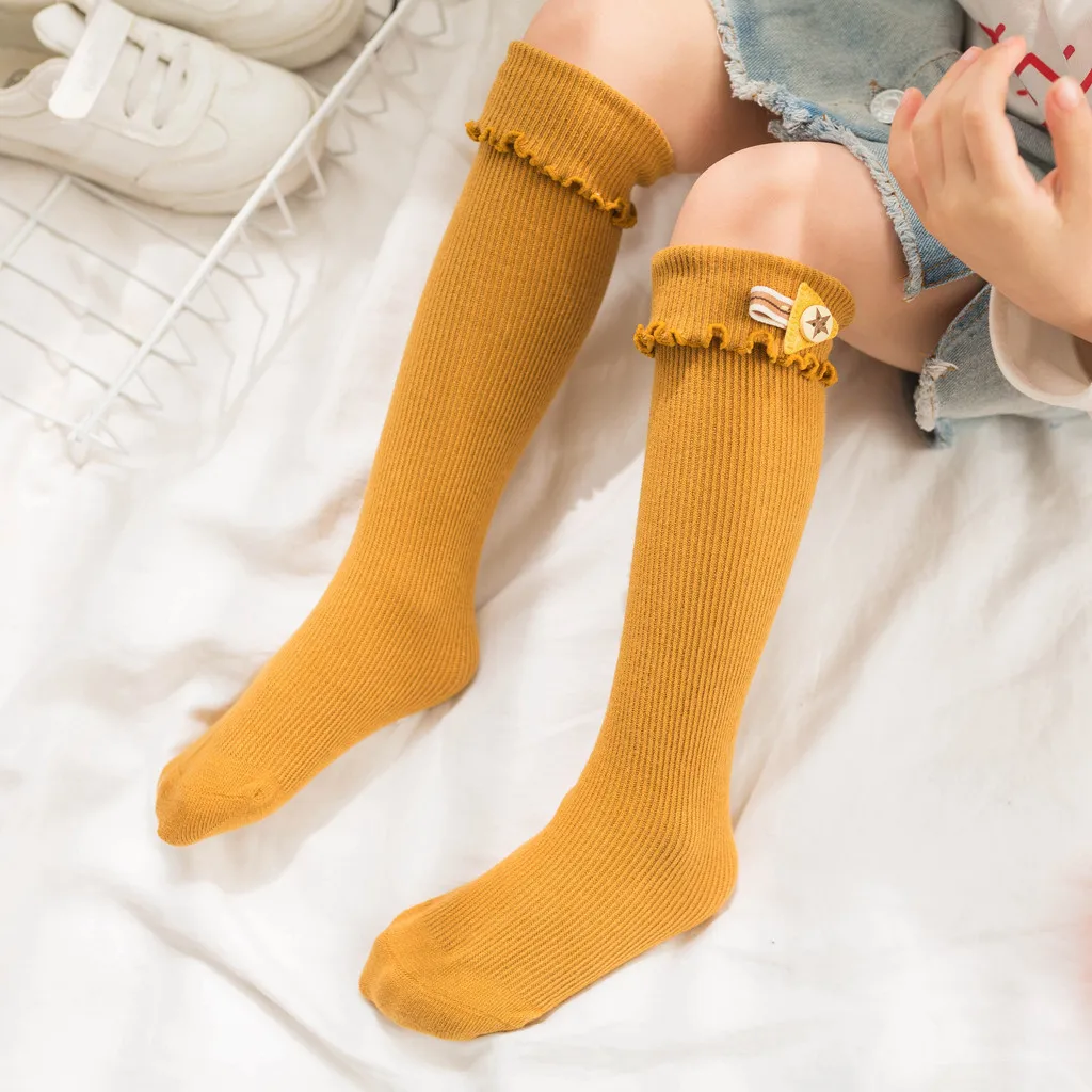 Детская одежда для малышей для мальчиков и девочек; нескользящие однотонные Вязаные гольфы гетры наколенники детские носки# E30