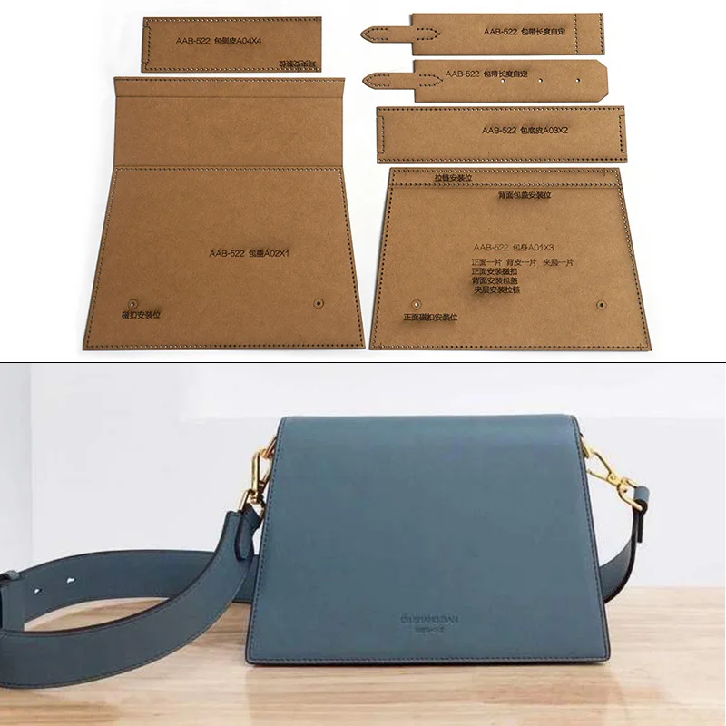 

DIY Handmade Leather Messenger Bag Kraft Paper Template Shoulder Bag Craft Paper Pattern Leather Stencils Sewing Template