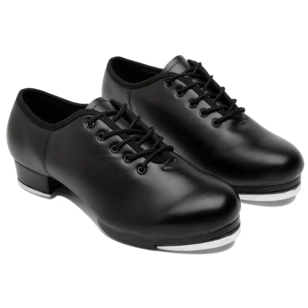 Chaussures de claquettes à semelle fendue en cuir pour femmes, chaussures de claquettes à lacets pour adultes et unisexes, chaussures de danse jazz