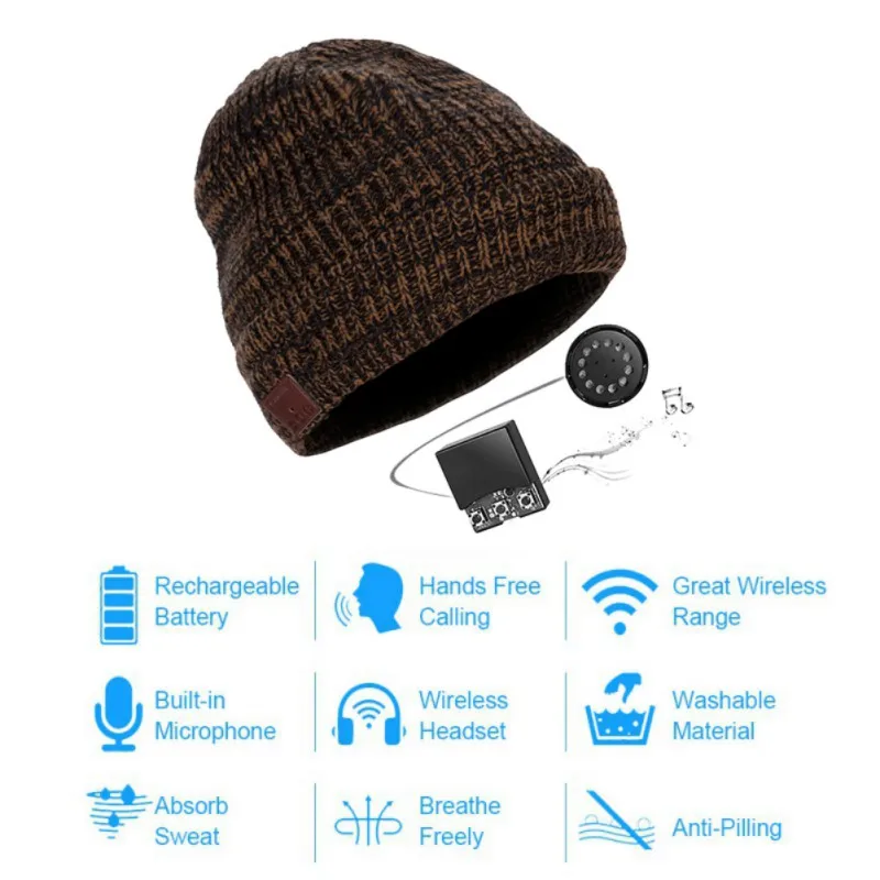 Беспроводные Bluetooth наушники, головные уборы, Bluetooth наушники с микрофоном, зимняя теплая музыкальная шапка для наушников, модная разноцветная шапка