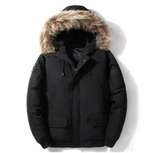 Красивый зимний популярный мужской пуховик, одежда высокого качества, повседневная короткая куртка с большим меховым воротником, пуховик на утином пуху, Мужская брендовая одежда