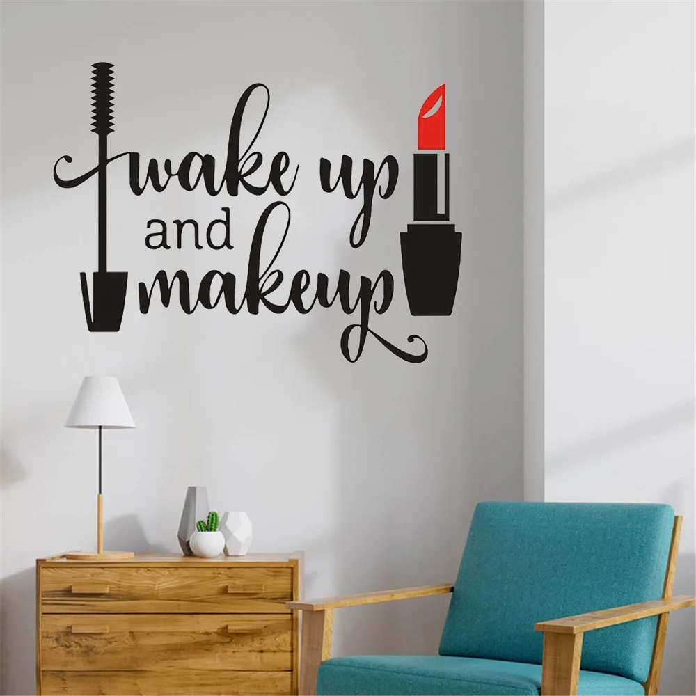 PVC Wall Decor Sticker Decal Fashion Lipstick Makeup Girl Face Popular Woman Wallpaper New Design Cosmetic Pattern | Дом и сад