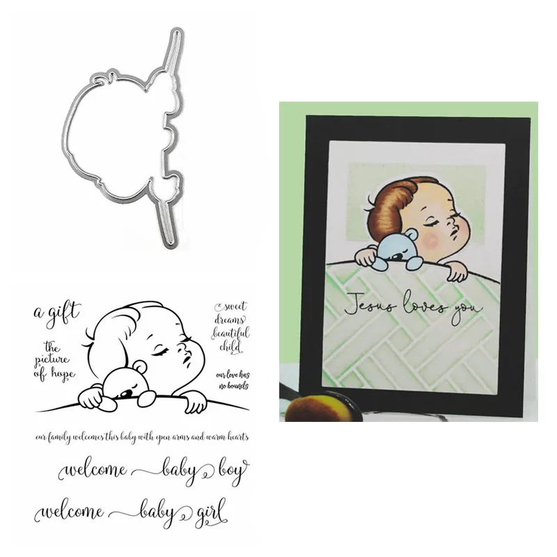 Sleeping Baby Stamps And Dies Set Clear Stamp and Cutting Dies for DIY
