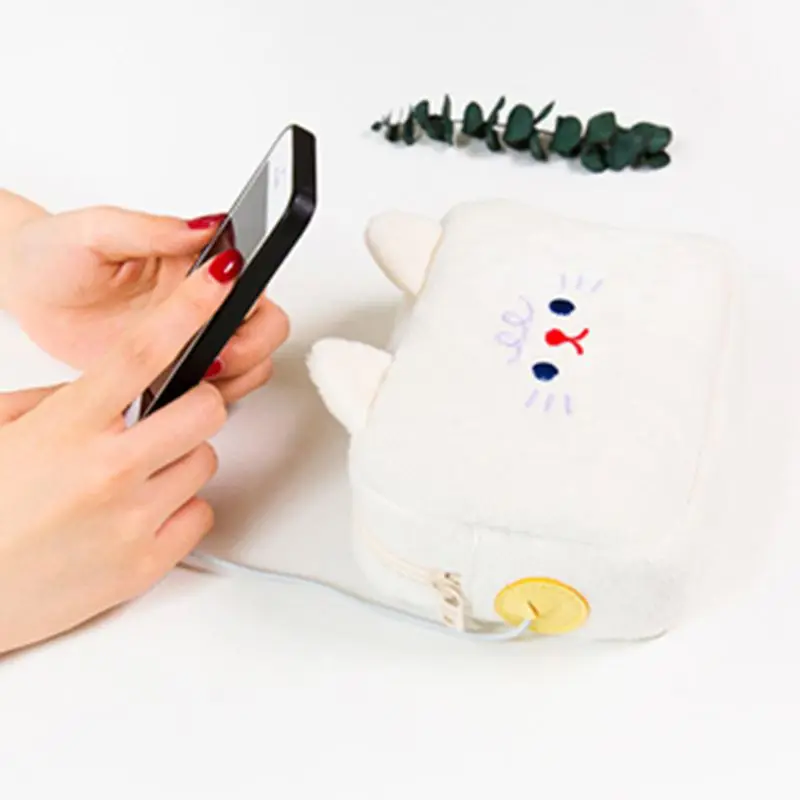 Cute Velour Travel USB Flash Drives Case Organizer Bag Digital Storage Pouch Dat