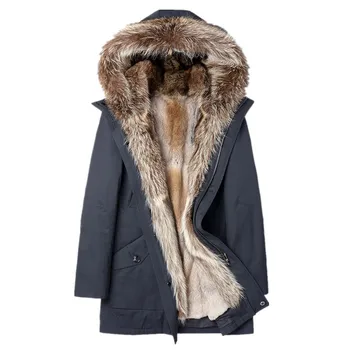 

Real Fur Coat Natural Rabbit Fur Liner Parka Winter Jacket Men Real Raccoon Fur Collar Warm Parkas Plus Size F-NX-1787 MY1783