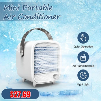 

USB Refrigeration Air Conditioner Portable Mini Fast Cooling Fan Humidifier Mute Silent Fan with Night Light for Home Office
