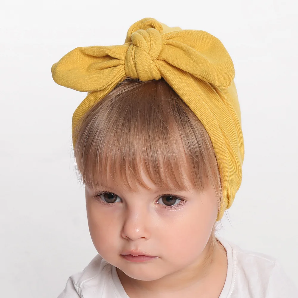 Мягкая хлопковая Шапка-бини с бантиком и для новорожденных мальчиков девочек