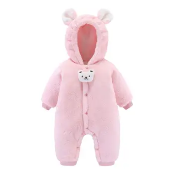 

2020 Winter Newborn Rompers Baby Girl Clothing Cartoon Hooded Fleece Infant Jumpsuit Overalls Thick Warm Toddler Boys Clothes