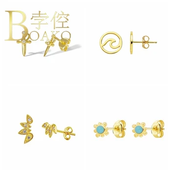 

BOAKO 925 Sterling Silver Earrings For Women Creative Dagger Stud Earrings Piercing Diamond Fashionable Luxury Pendientes #8.6
